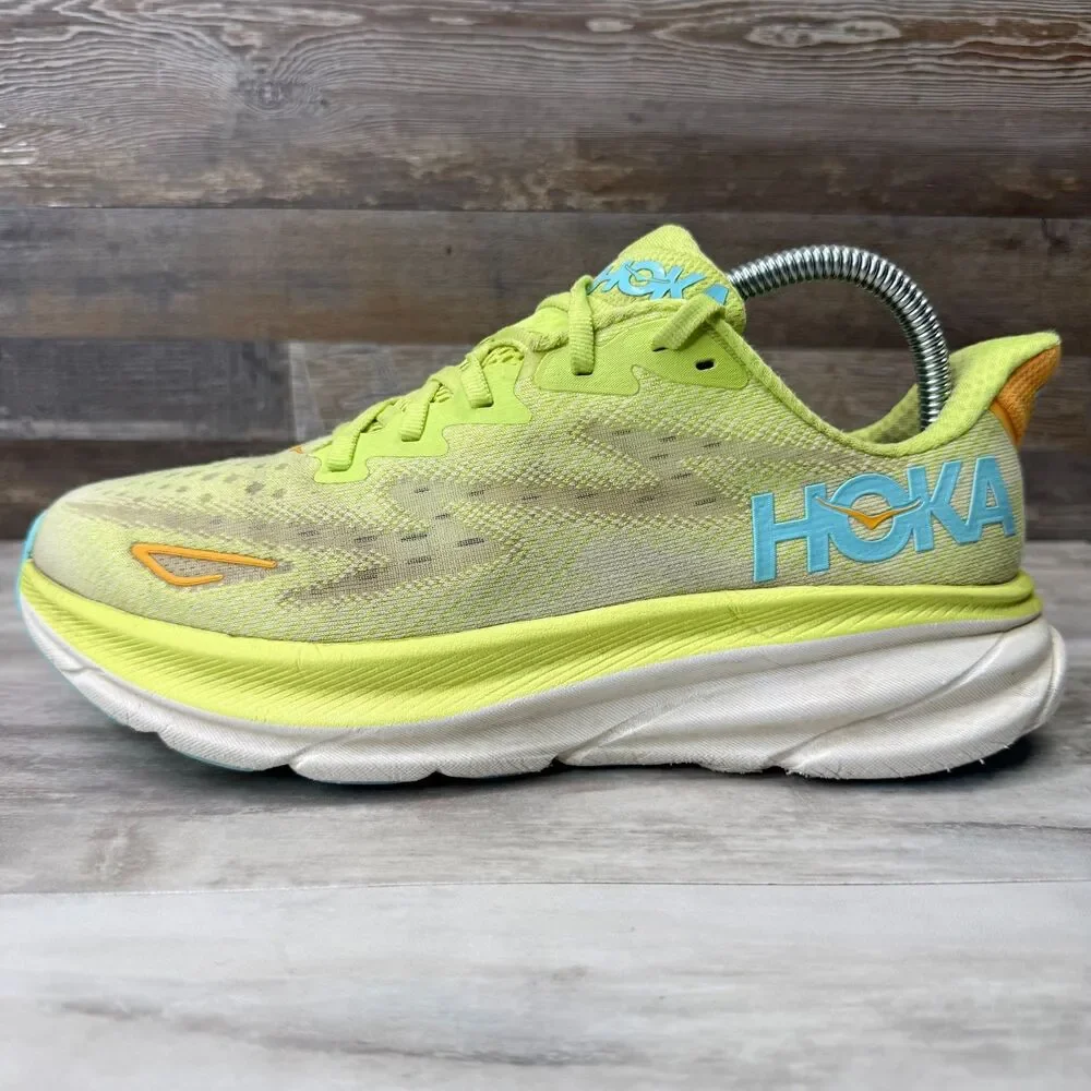 Hoka Clifton 9 Women's Size 9.5 Lime Green Running Shoes Cushioned‎ 1127896 LCS